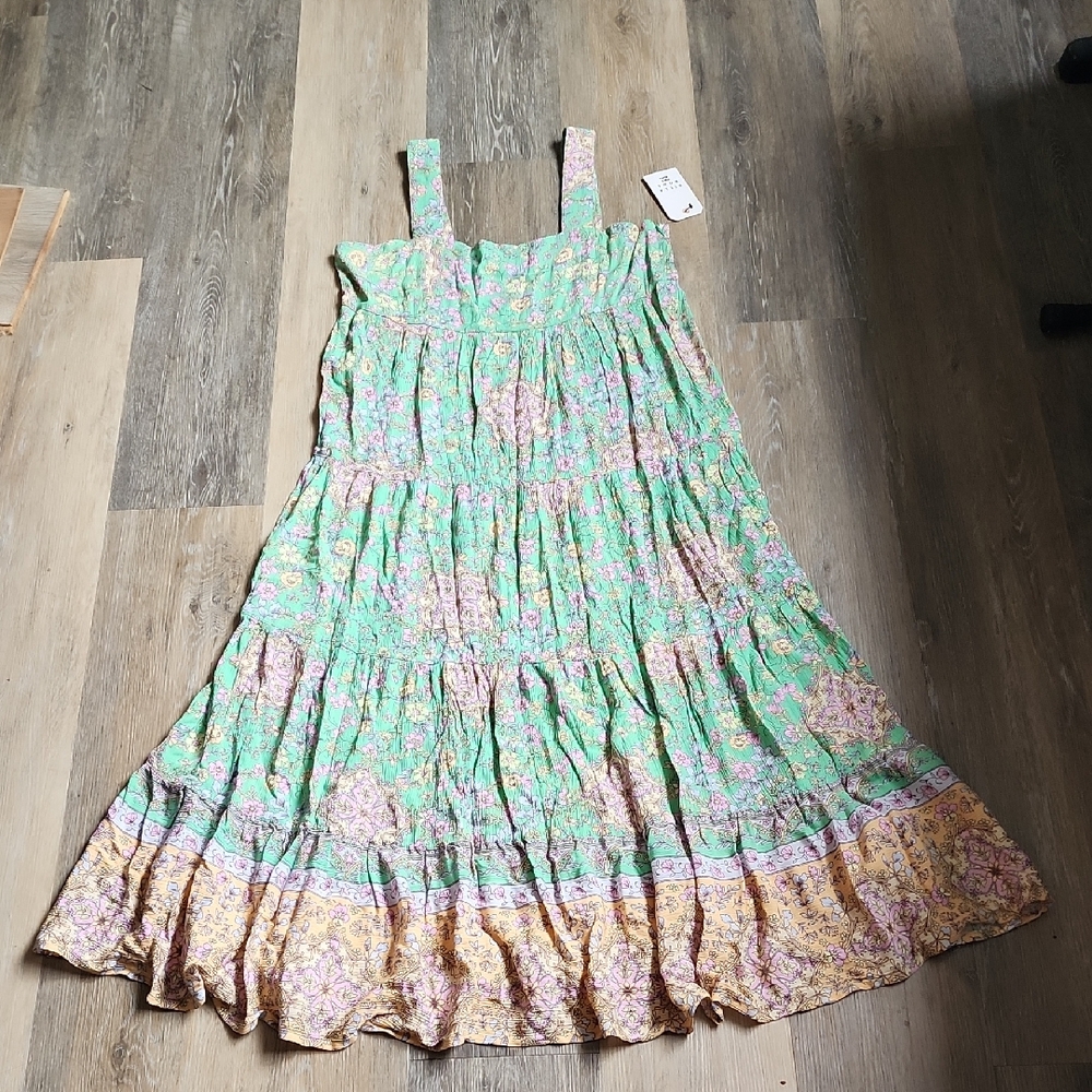 Billabong Green and Pink Floral Dress